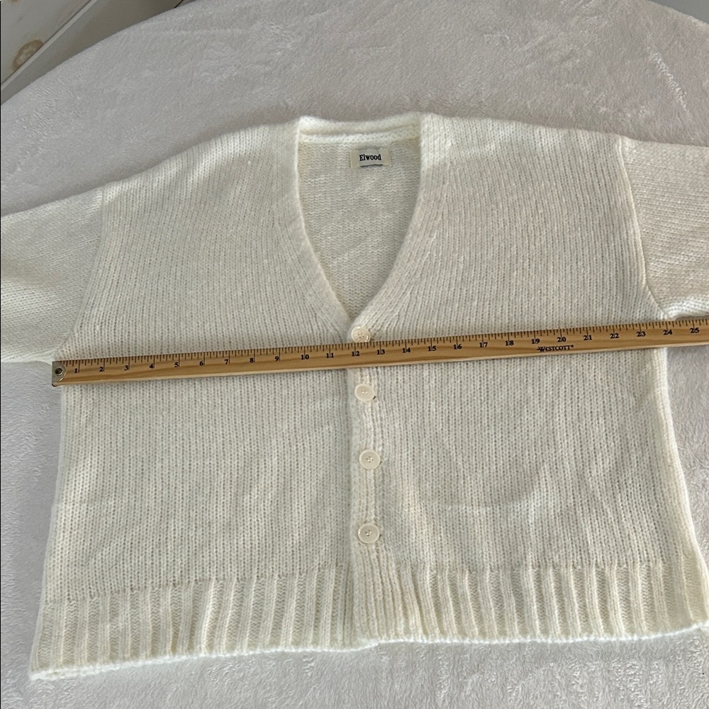 Elwood Mohair/Wool Blend Women's White Cardigan Sweater. - Picture 11 of 11